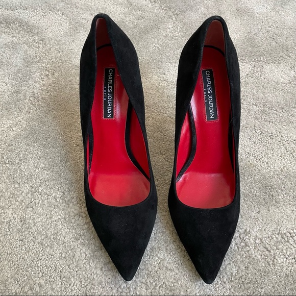 Charles Jourdan Paris Black Suede Pointed Toe High Heel Pumps EUC Size 8.5 - Picture 3 of 9